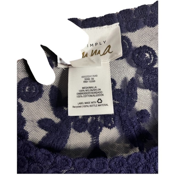 Navy Blue Simply Emma Embroidery Sheer Blouse - Picture 5 of 5